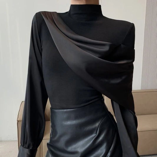 Elegant Black Stitch Blouse