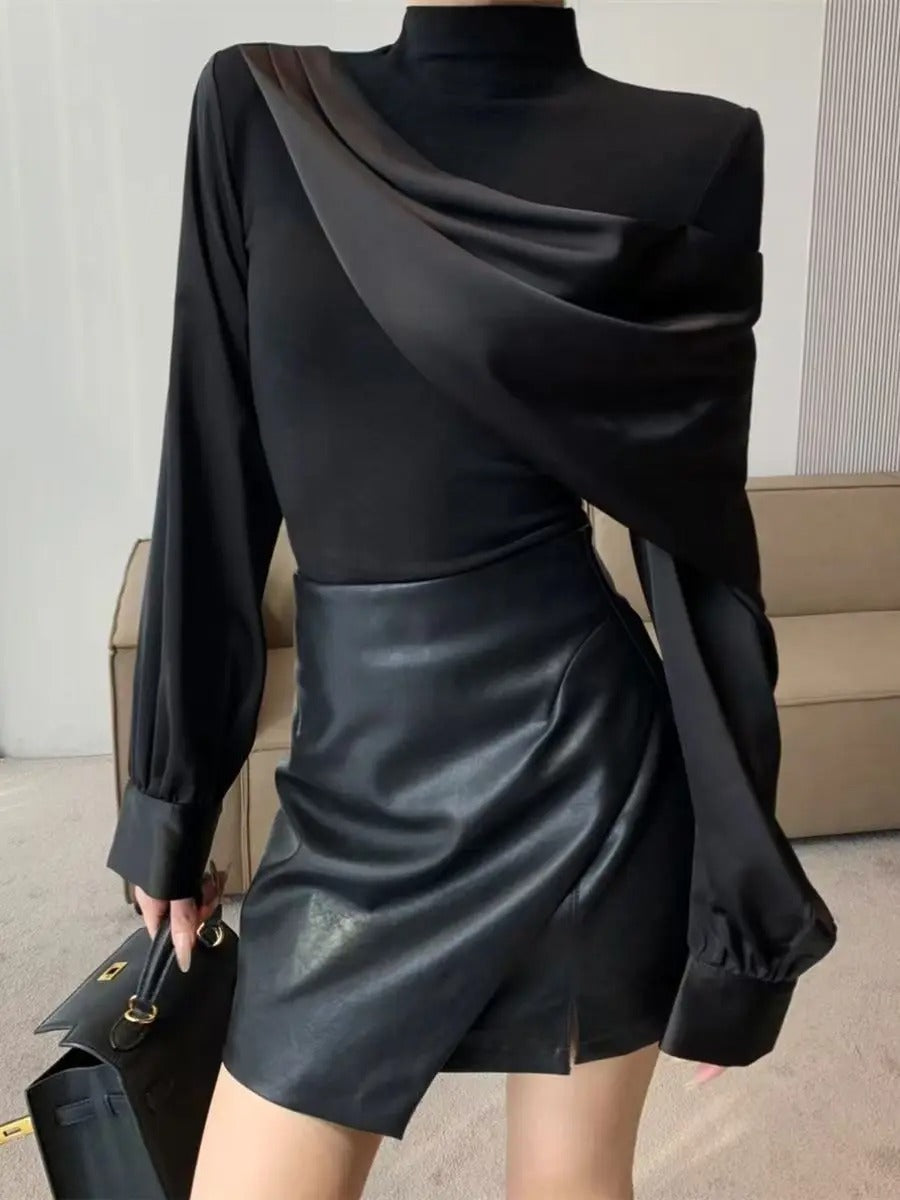 Elegant Black Stitch Blouse