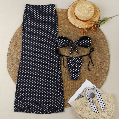 Chic Dot Bikini Set with Skirt