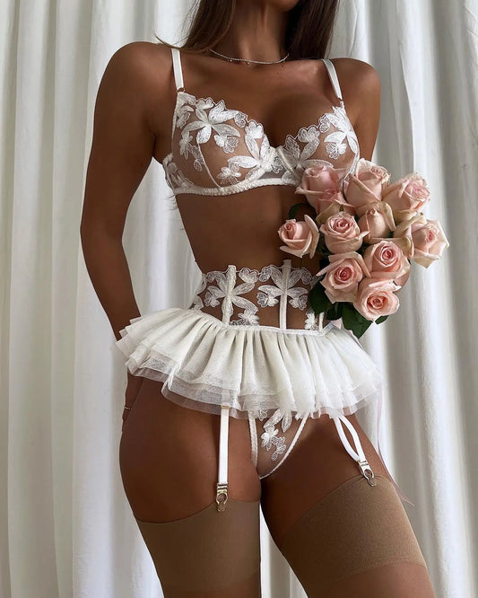 Elegant Floral Lingerie Set – 3 Pieces