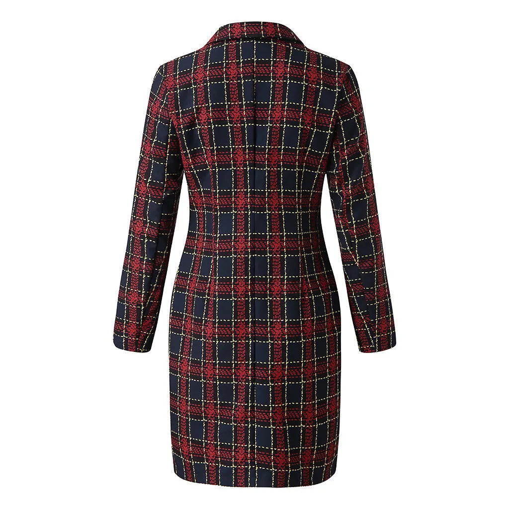 Chic Plaid Button Dress
