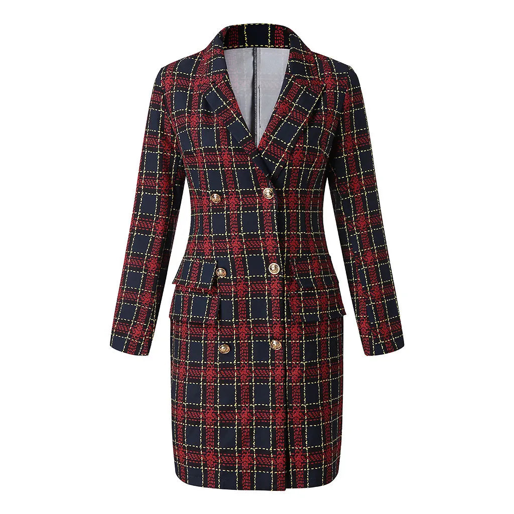 Chic Plaid Button Dress
