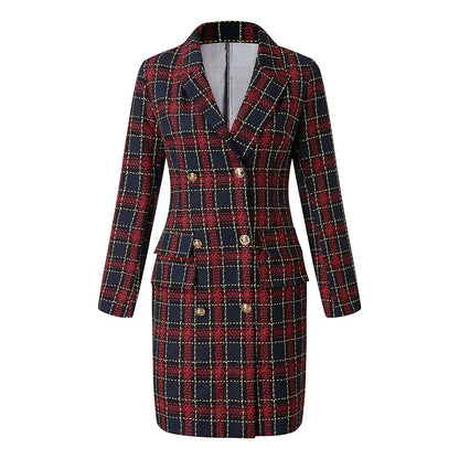 Chic Plaid Button Dress