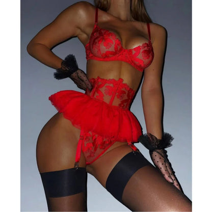 Elegant Floral Lingerie Set – 3 Pieces