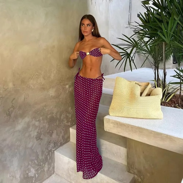 Chic Dot Bikini Set with Skirt